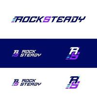 rocksteady Brief Logo Design - - Monographie Ausführung im Blau, lila, und Weiß vektor