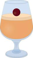 cremig Pfirsich Dessert serviert im Cognac Glas und dekoriert mit rot Beere Vektor Illustration