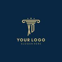 xo Monogramm Initiale Logo mit Säule und Sterne, Beste Design zum legal Feste vektor