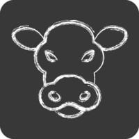 Symbol Kuh. verbunden zu Tier Kopf Symbol. Kreide Stil. einfach Design editierbar vektor