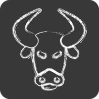 ikon bison. relaterad till djur- huvud symbol. krita stil. enkel design redigerbar vektor