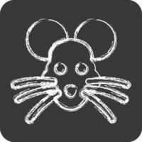 ikon råtta. relaterad till djur- huvud symbol. krita stil. enkel design redigerbar vektor