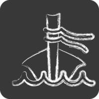 ikon lång svans båt. relaterad till thailand symbol. krita stil. enkel design redigerbar.värld resa vektor