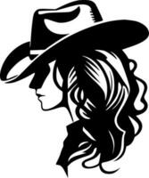 cowgirl - minimalistisk och platt logotyp - vektor illustration