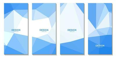 broschyrer uppsättning abstrakt blå och vit geometrisk bakgrund med trianglar vektor