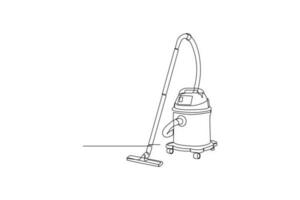 kontinuierlich einer Linie Zeichnung Vakuum Reiniger. Zuhause Haushaltsgeräte Konzept. Single Linie zeichnen Design Vektor Grafik Illustration.