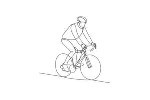 enda ett linje teckning värld cykel dag på juni 3. värld cykel dag begrepp. kontinuerlig linje dra design grafisk vektor illustration.