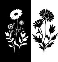 blommor, svart och vit vektor illustration