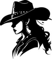 Cowgirl, schwarz und Weiß Vektor Illustration