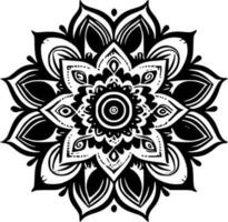 Mandala - - schwarz und Weiß isoliert Symbol - - Vektor Illustration