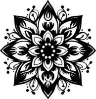 Mandala - - schwarz und Weiß isoliert Symbol - - Vektor Illustration