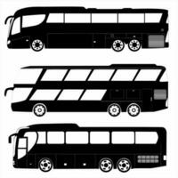uppsättning av vektor stad buss silhuetter, logotyper, ikoner