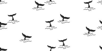 haj fena sömlös mönster vektor delfin val svans hav bakgrund isolerat tapet