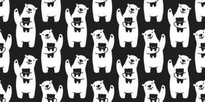 Bär nahtlos Muster Polar- Bär Vektor Panda Teddy isoliert Hintergrund wiederholen Hintergrund Karikatur schwarz