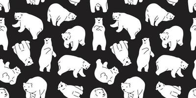 Bär nahtlos Muster Vektor Polar- Bär Panda Teddy Schal Fliese Hintergrund Hintergrund wiederholen isoliert schwarz