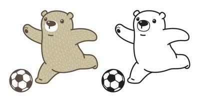 Bär Vektor Polar- Bär Fußball Symbol Logo Fußball Ball Karikatur Charakter Illustration Gekritzel