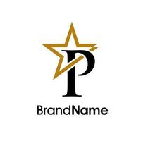 elegant Initiale p Gold Star Logo vektor