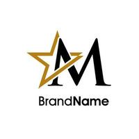 elegant Initiale m Gold Star Logo vektor