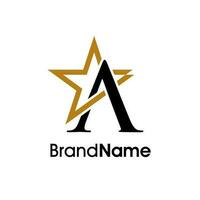 elegant Initiale ein Gold Star Logo vektor