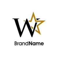 elegant Initiale w Gold Star Logo vektor