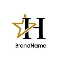 elegant Initiale h Gold Star Logo vektor