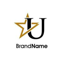 elegant Initiale u Gold Star Logo vektor