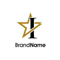 elegant Initiale ich Gold Star Logo vektor