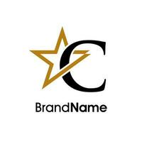 elegant Initiale c Gold Star Logo vektor