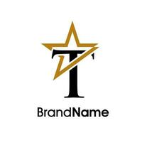 elegant Initiale t Gold Star Logo vektor