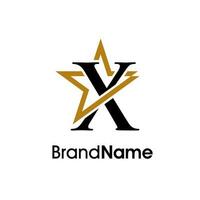 elegant Initiale x Gold Star Logo vektor