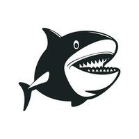 schwarz und Weiß einfach Logo mit ein Süss heiter Hai. vektor