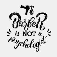 hårstylist mental hälsa medvetenhet dag. text affisch med barberare instrument i ritad för hand stil. barberare är inte en psykolog. vektor