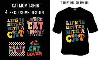 retro vågig, häftig sällskapsdjur älskare, katt älskare t-shirt design. redo till skriva ut för kläder, affisch, och illustration. modern, enkel, text. vektor