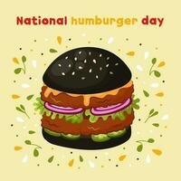 National Hamburger Tag Poster. Hamburger im Karikatur Stil. perfekt zum schnell Essen Gaststätten. Vektor. vektor