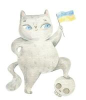 söt barnslig hand målad illustration med patriotisk motiv, söt tecknad serie katter vektor