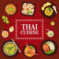 thai mat, thailand maträtter, äkta kök meny vektor
