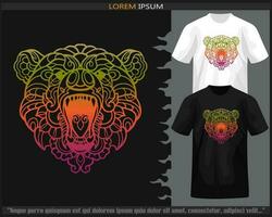 Gradient bunt Grizzly Bär Kopf Mandala Kunst isoliert auf schwarz und Weiß T-Shirt. vektor