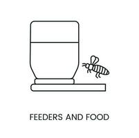 Linie Symbol Bienenzucht und Inventar, Feeder mit Essen zum Bienen, Vektor Illustration.