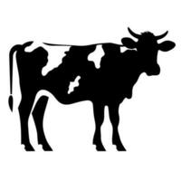 djur- däggdjur ko vuxen silhuett svart och vit vektor