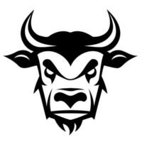 svart och vit ko huvud logotyp vektor