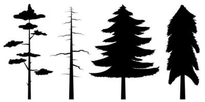svart gren träd eller nakna träd silhuetter set. handritade isolerade illustrationer. vektor