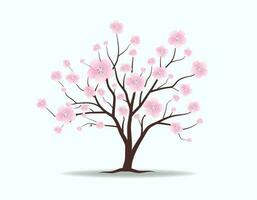 Frühling Baum. Rosa verlassen und Natur Ast Pflanze Vektor Illustration