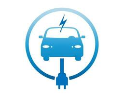 vektorillustration des elektrisch betriebenen autos und des ladepunktikonenstils. vektor