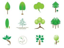 Sammlung von Symbolen für flache Bäume. kann verwendet werden, um jedes Thema der Natur oder eines gesunden Lebensstils zu veranschaulichen. vektor