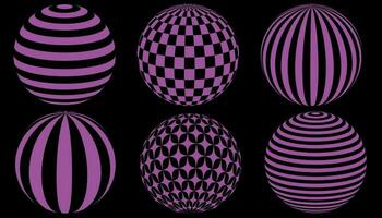 uppsättning i retro psychedelic stil med geometrisk former cirkel, zembra. boll, stjärnor. overkligt cirklar i rosa, syra färger. vektor