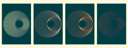 vektor uppsättning av 3d optisk cirklar i y2k stil med retro trendig färger. trendig geometrisk design element inspirerad förbi brutalism. för affischer, webb mönster.