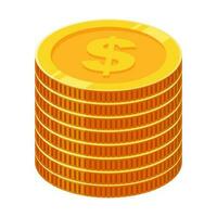 Stapel von Dollar Münzen Vektor Abbildungen - - Gold Dollar Münze