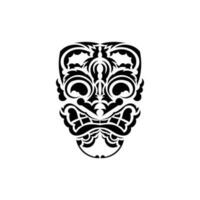 mönster mask. svart tatuering i de stil av de gammal stammar. polynesisk stil. vektor illustration isolerat på vit bakgrund.