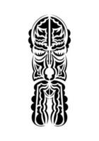 polynesisk stil ansikte. redo tatuering mall. isolerat. vetcor. vektor