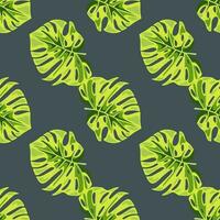 Monstera Blätter nahtlos Muster. exotisch Urwald Pflanzen endlos Hintergrund. Blatt Hintergrund. hawaiisch Regenwald Blumen- Hintergrund. vektor